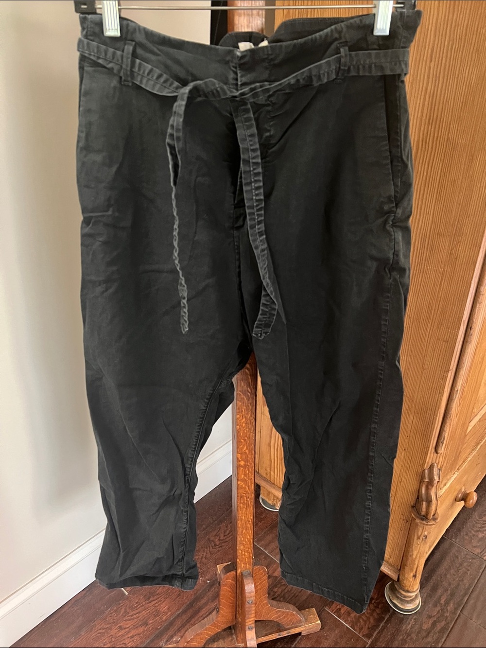 Nili Lotan Black Tie-Waist Chinos size 8